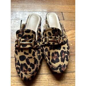 Leopard Print Loafers Backless Slide European Size 40 US Size 9-9.5